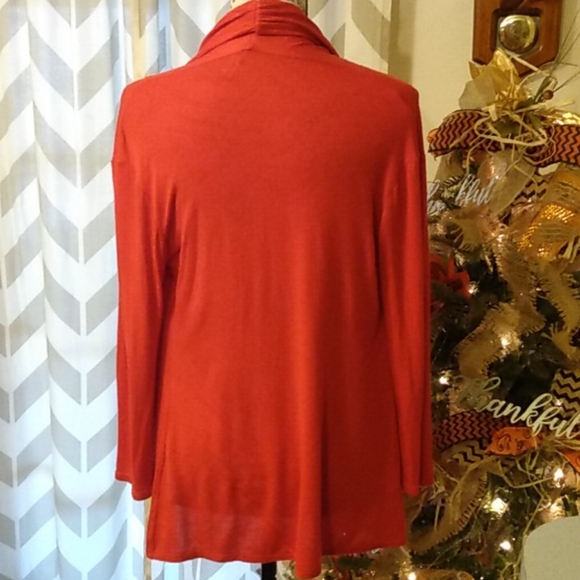 Casa Lee Waterfall Front Red Cardigan Sz M - Picture 3 of 5